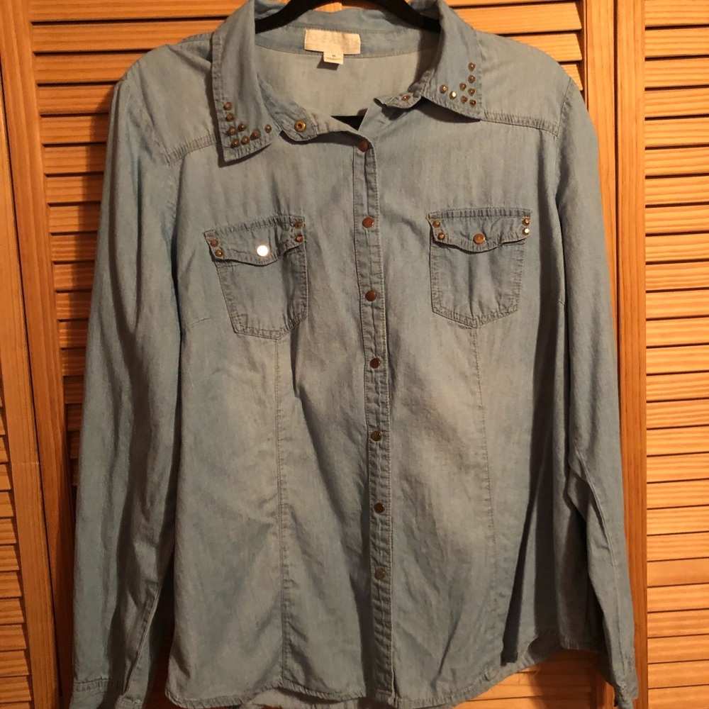 Studded Forever 21 Denim Shirt